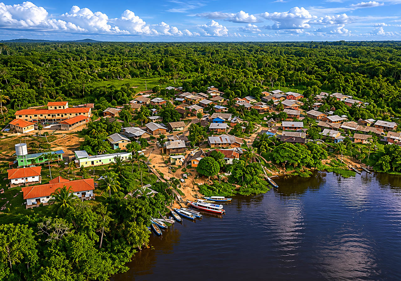 Vista aérea do cerrado brasileiro ao entardecer